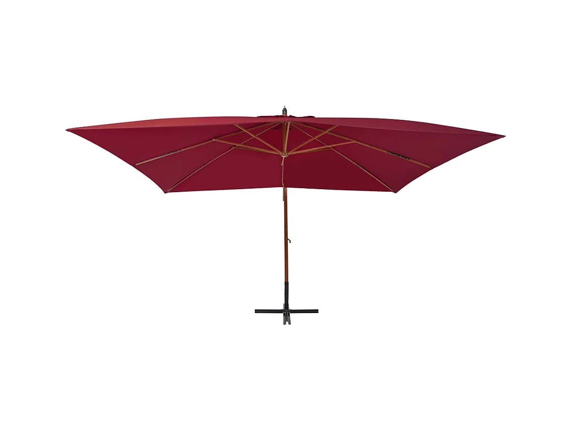 Yukon  Parasol de jardin en porte-à-faux et mât en bois rouge bordeaux