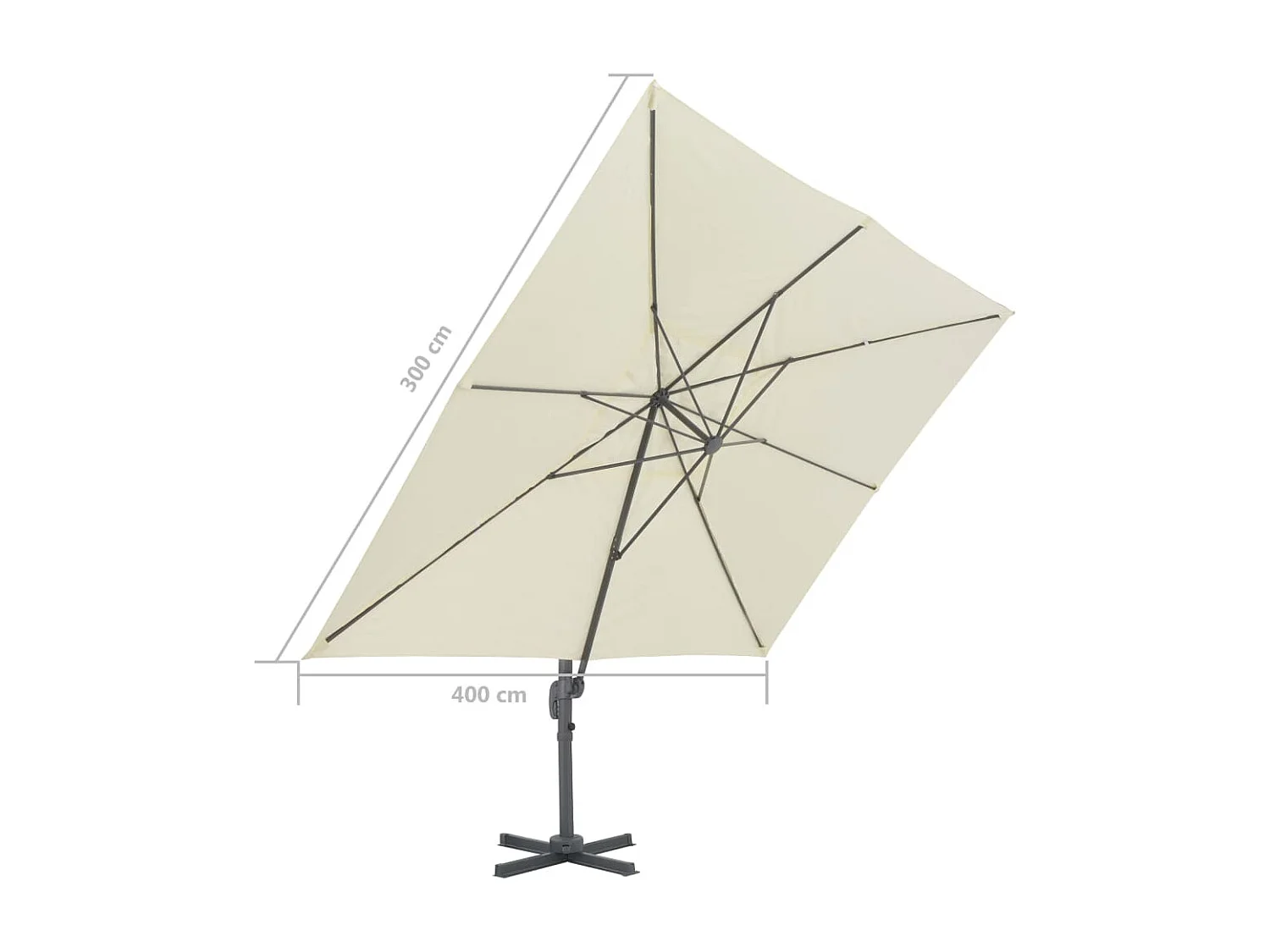 Church Point  Parasol de jardin déporté avec mât en aluminium 400 x 300 cm Sable