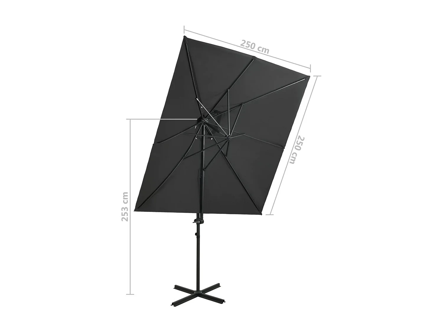 Fahriye  Parasol de jardin en porte-à-faux à double toit anthracite