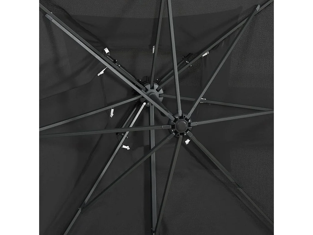 Fahriye  Parasol de jardin en porte-à-faux à double toit anthracite