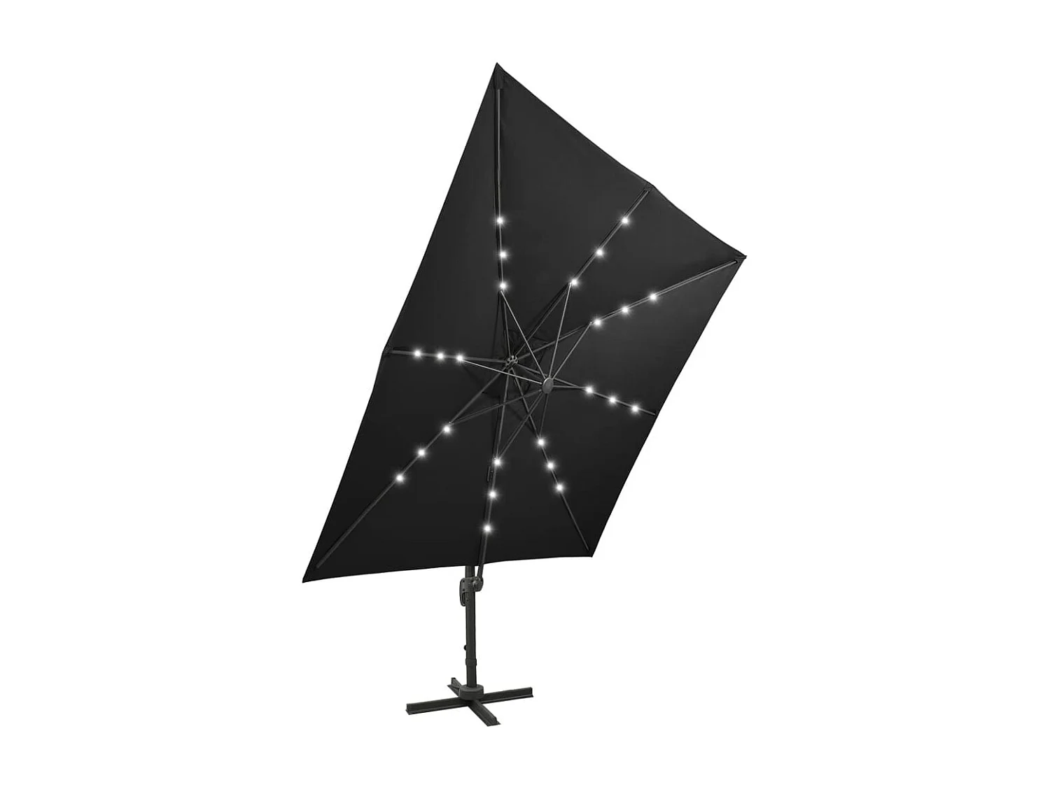 Filendra  Zweefparasol met paal en LED-verlichting 300 cm zwart