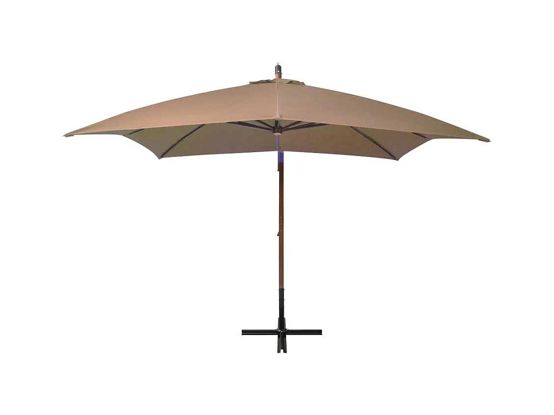 Gryndis  Parasol de jardin suspendu avec mât Taupe bois de sapin massif