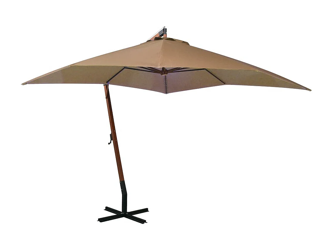 Gryndis  Parasol de jardin suspendu avec mât Taupe bois de sapin massif
