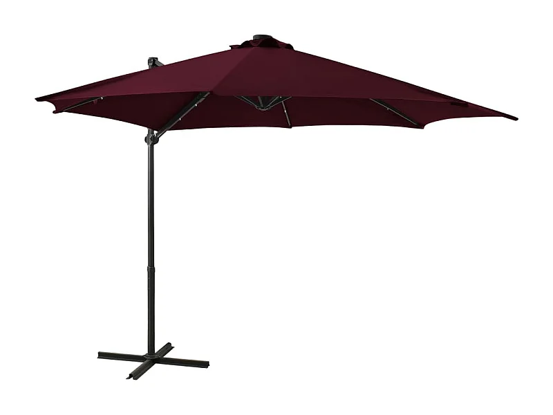 Remko  Zweefparasol met paal en LED-verlichting 300 cm bordeauxrood