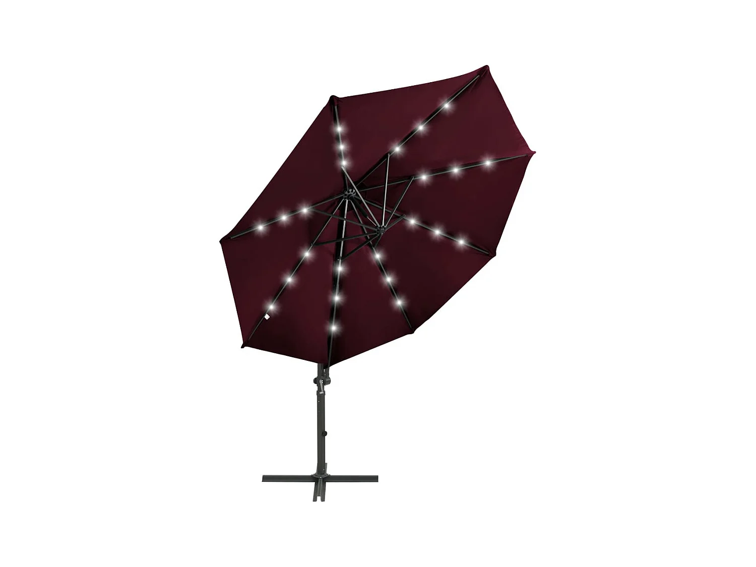 Remko  Zweefparasol met paal en LED-verlichting 300 cm bordeauxrood