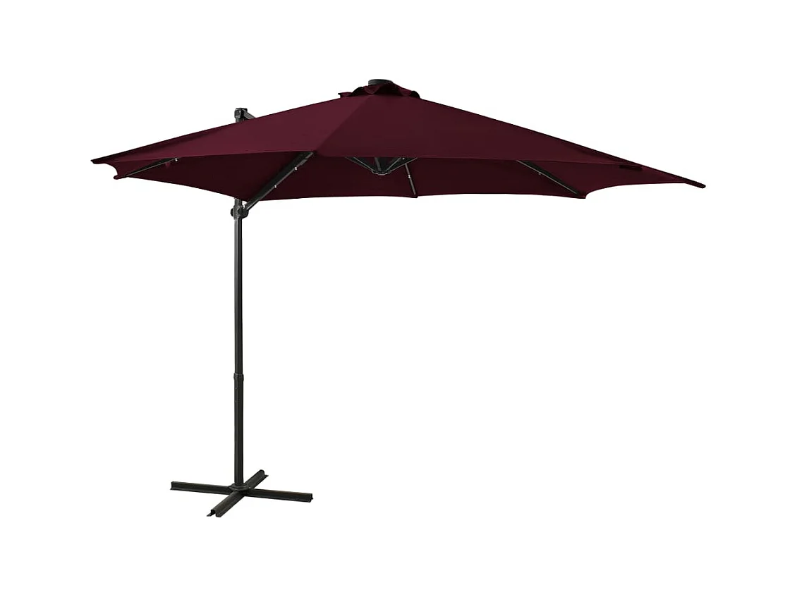 Remko  Parasol de jardin en porte-à-faux avec mât et lumières LED