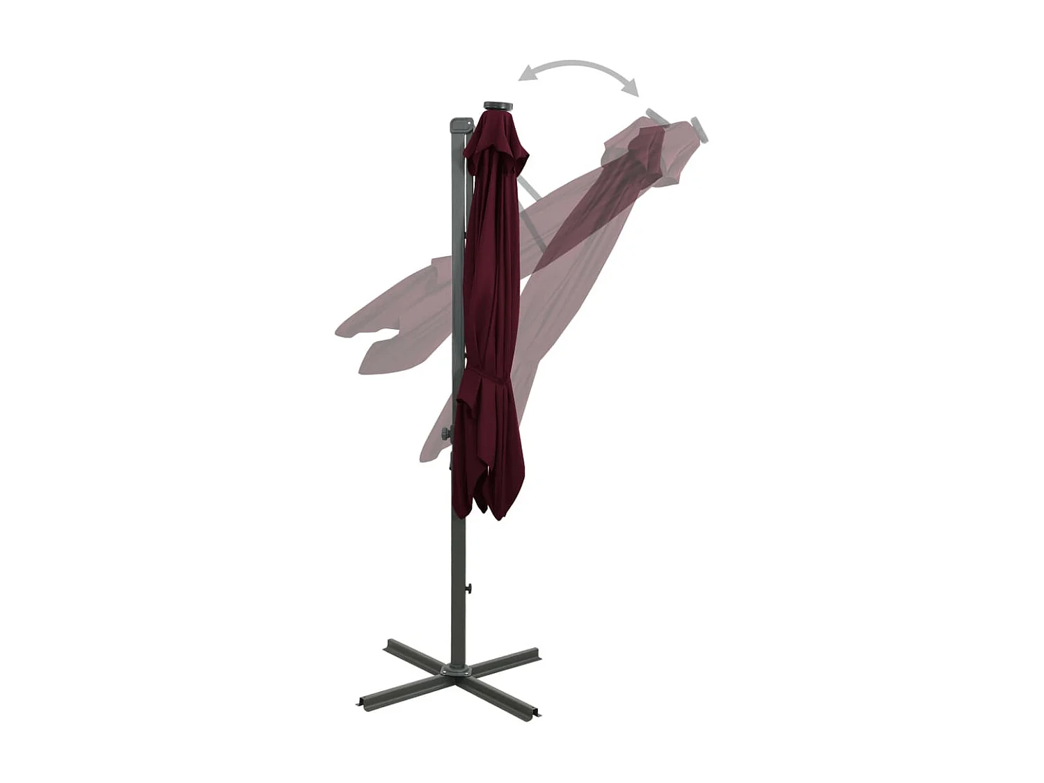 Remko  Zweefparasol met paal en LED-verlichting 300 cm bordeauxrood