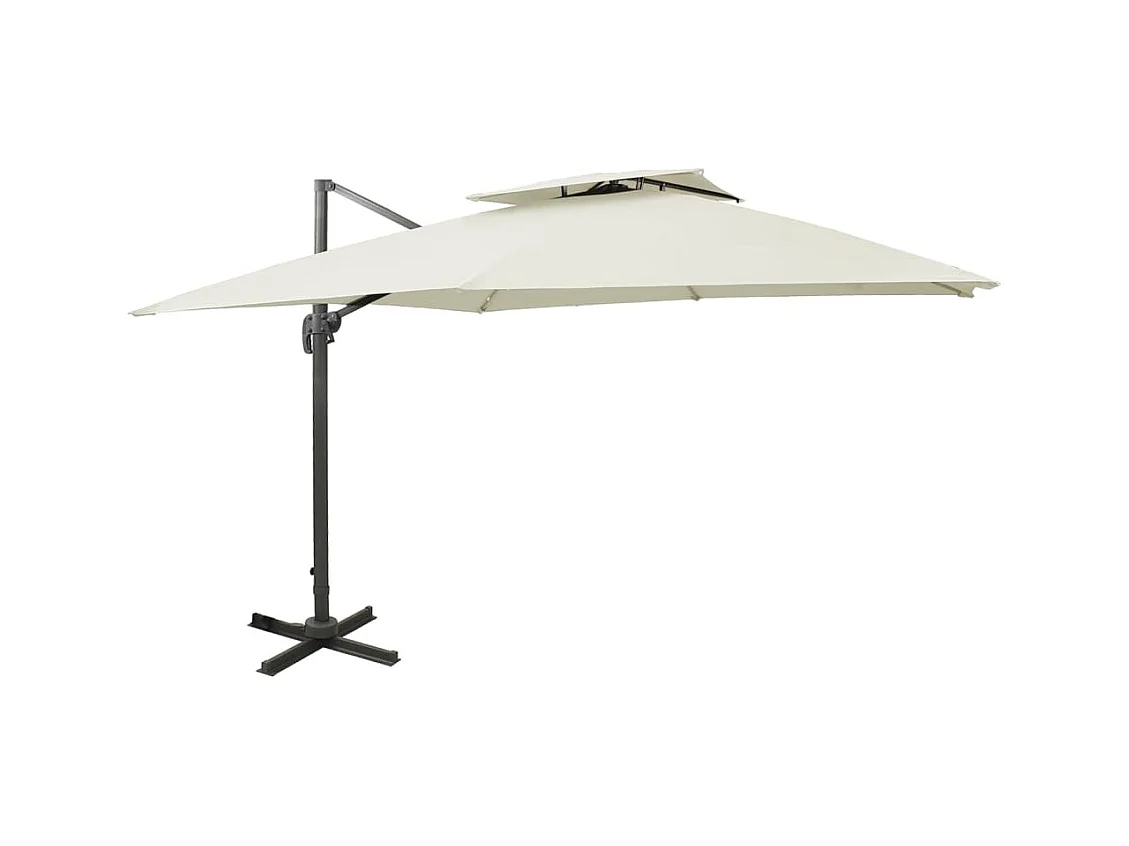 Zuienkerke  Parasol de jardin déporté avec double plateau 300 x 300 cm Sable