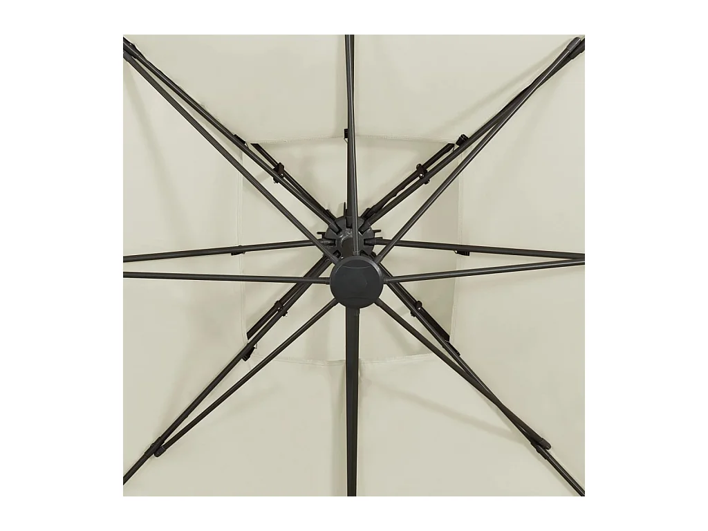 Zuienkerke  Parasol de jardin déporté avec double plateau 300 x 300 cm Sable