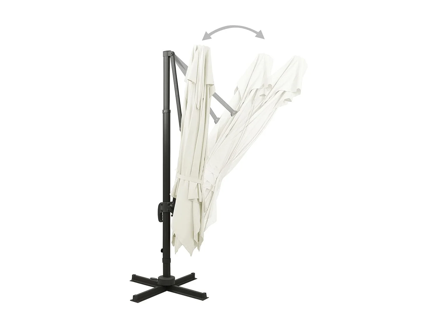 Zuienkerke  Parasol de jardin déporté avec double plateau 300 x 300 cm Sable