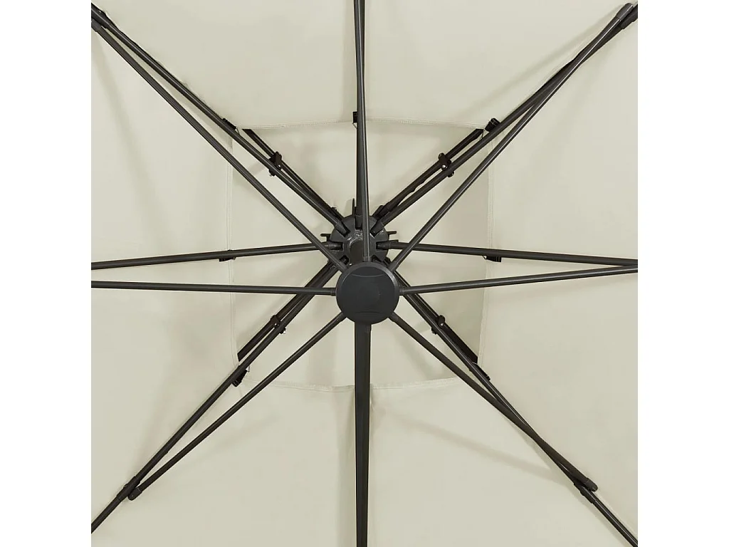 Zuienkerke  Parasol de jardin déporté avec double plateau 300 x 300 cm Sable