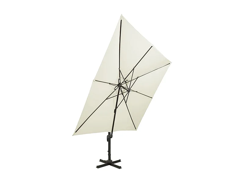 Zuienkerke  Parasol de jardin déporté avec double plateau 300 x 300 cm Sable