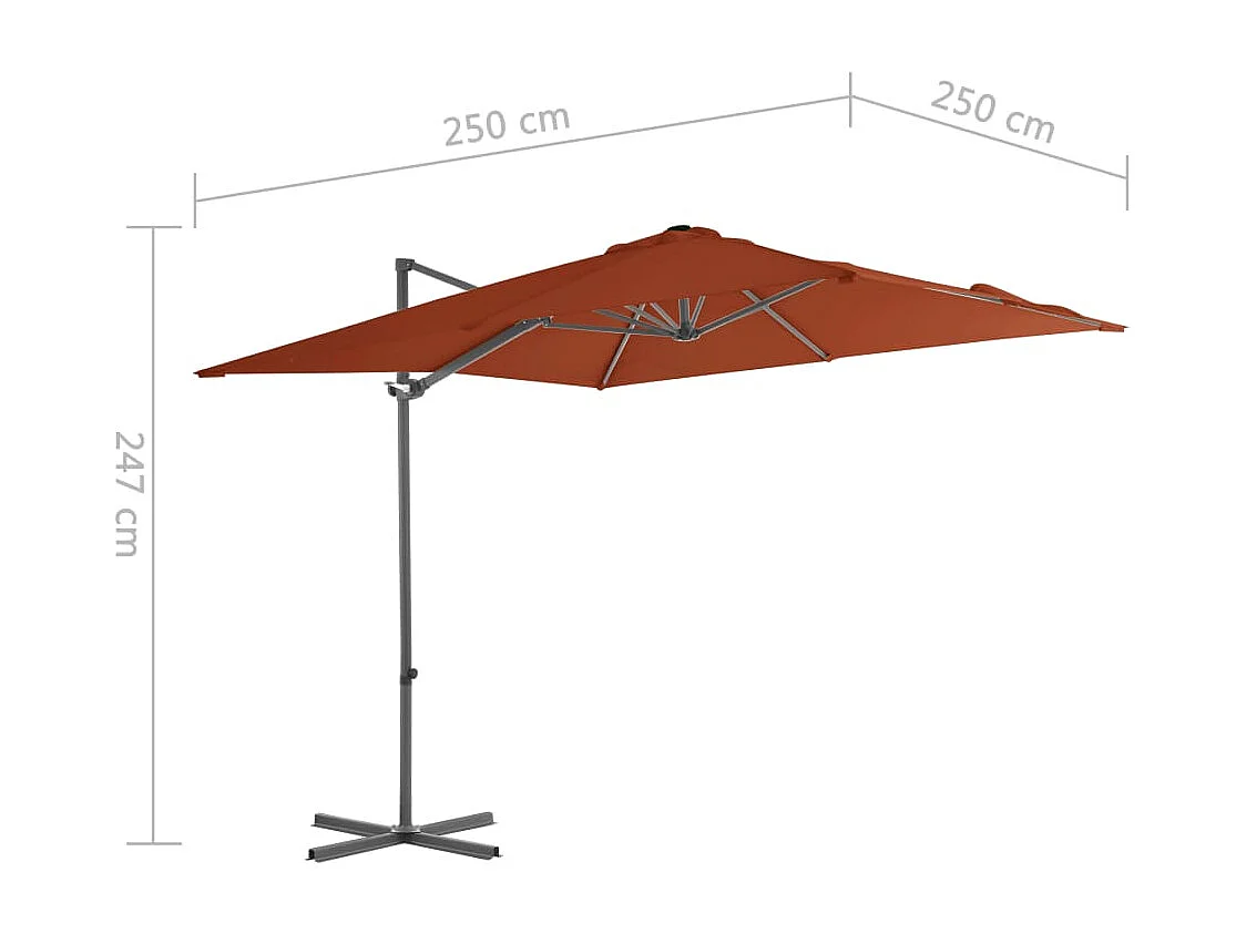 Forest Park  Parasol de jardin en porte-à-faux avec mât en acier terre cuite