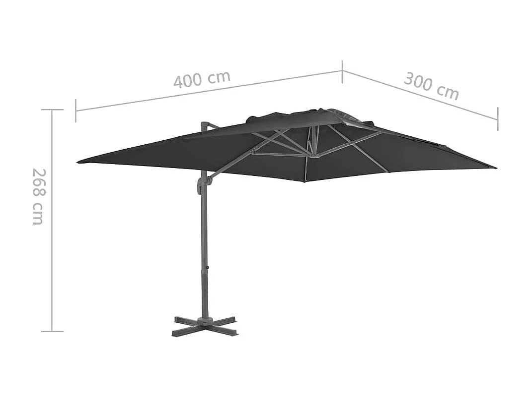 Church Point  Sombrilla de jardín voladiza con poste de aluminio 400x300 cm antracita