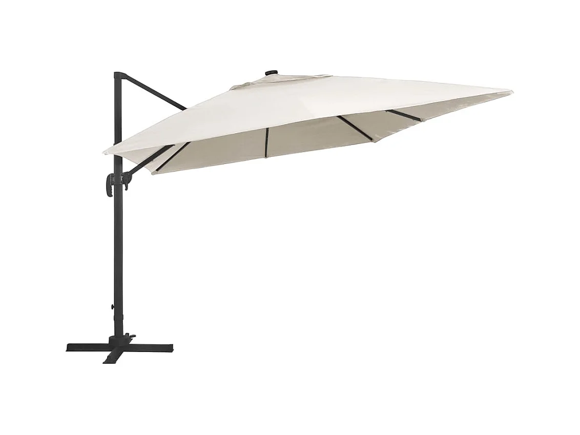 Ersan  Parasol de jardin en porte-à-faux lumières LED mât en aluminium