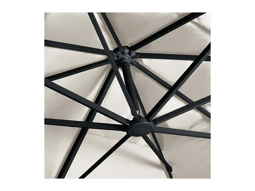 Ersan  Parasol de jardin en porte-à-faux lumières LED mât en aluminium