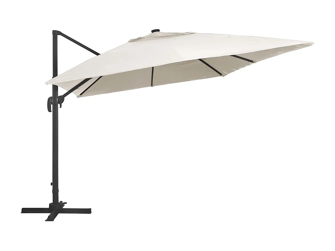 Ersan  Parasol de jardin en porte-à-faux lumières LED mât en aluminium