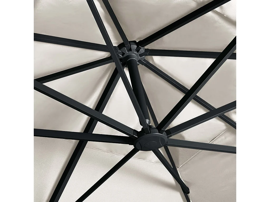 Ersan  Parasol de jardin en porte-à-faux lumières LED mât en aluminium