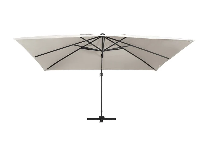 Ersan  Parasol de jardin en porte-à-faux lumières LED mât en aluminium