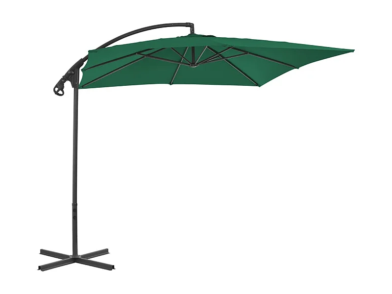 Sondre  Parasol de jardin en porte-à-faux avec mât en acier vert