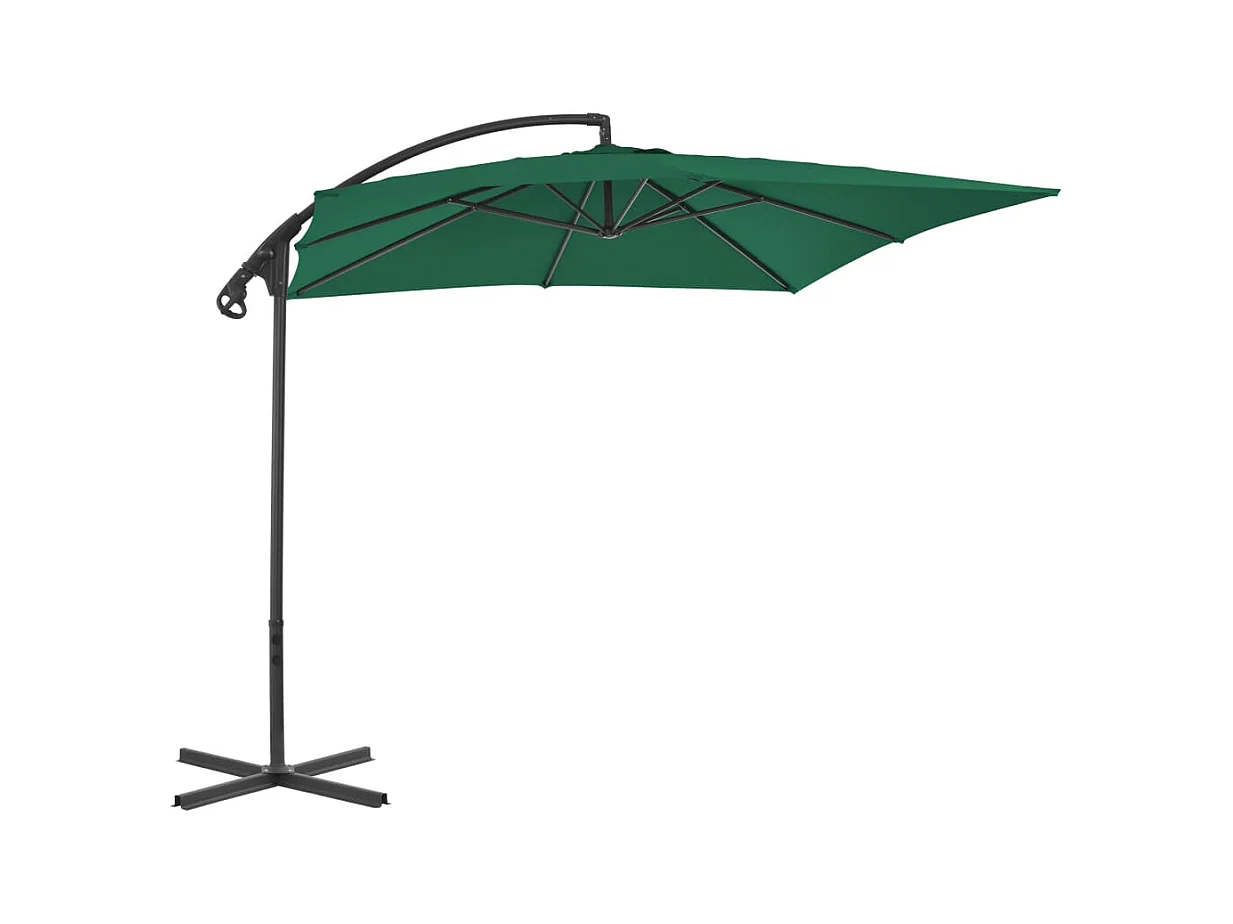 Sondre  Parasol de jardin en porte-à-faux avec mât en acier vert