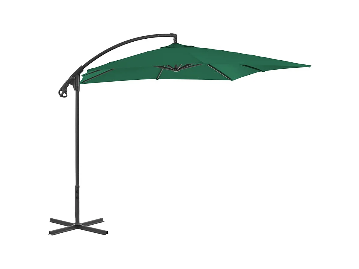 Sondre  Parasol de jardin en porte-à-faux avec mât en acier vert