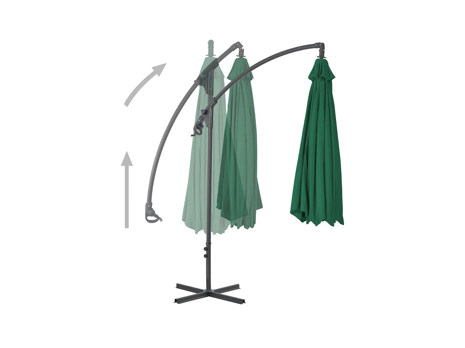 Sondre  Parasol de jardin en porte-à-faux avec mât en acier vert