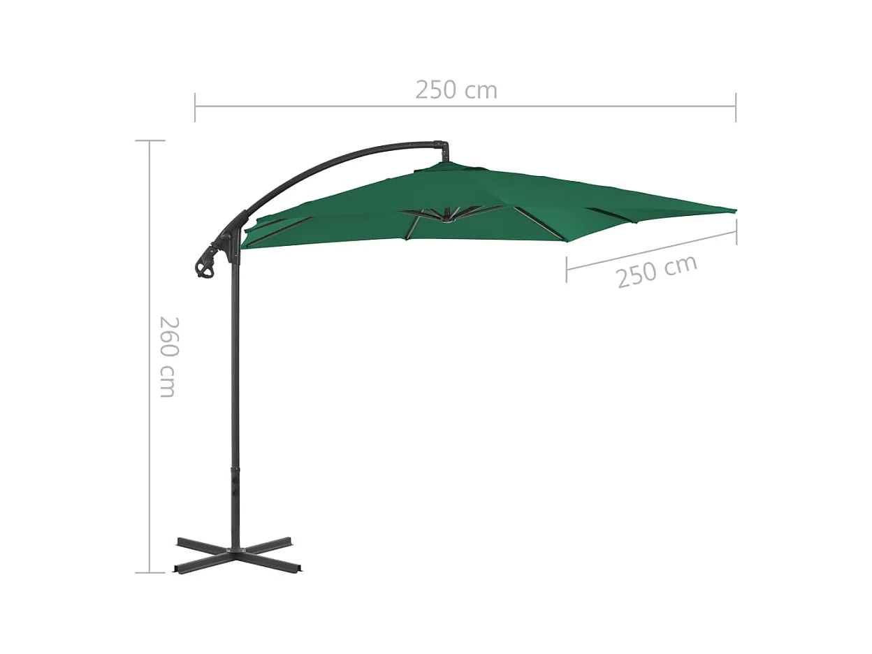 Sondre  Parasol de jardin en porte-à-faux avec mât en acier vert