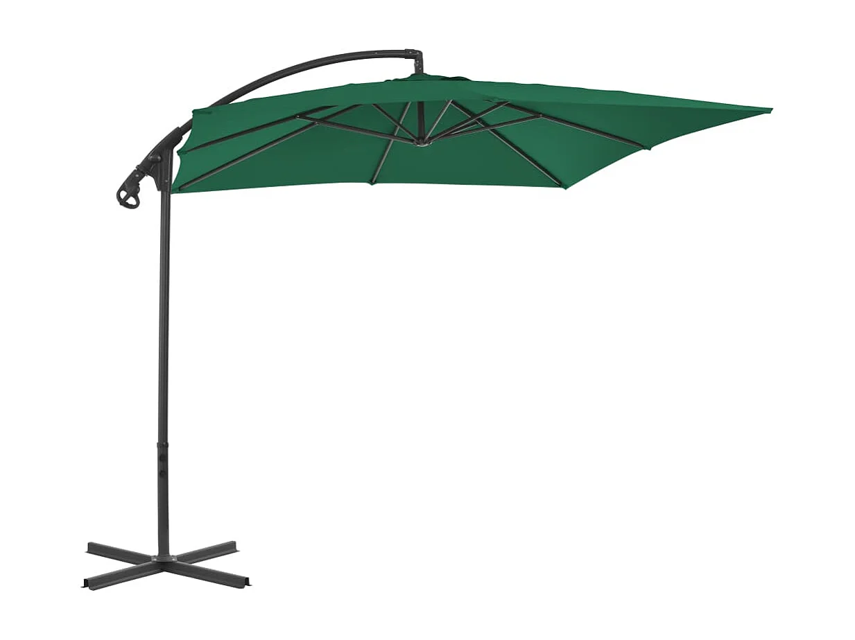 Sondre  Parasol de jardin en porte-à-faux avec mât en acier vert