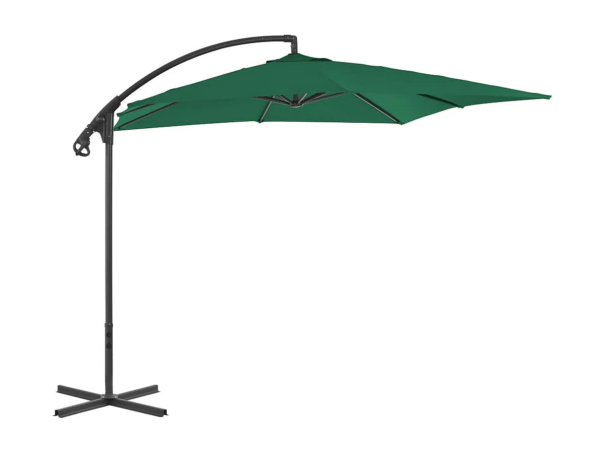 Sondre  Parasol de jardin en porte-à-faux avec mât en acier vert