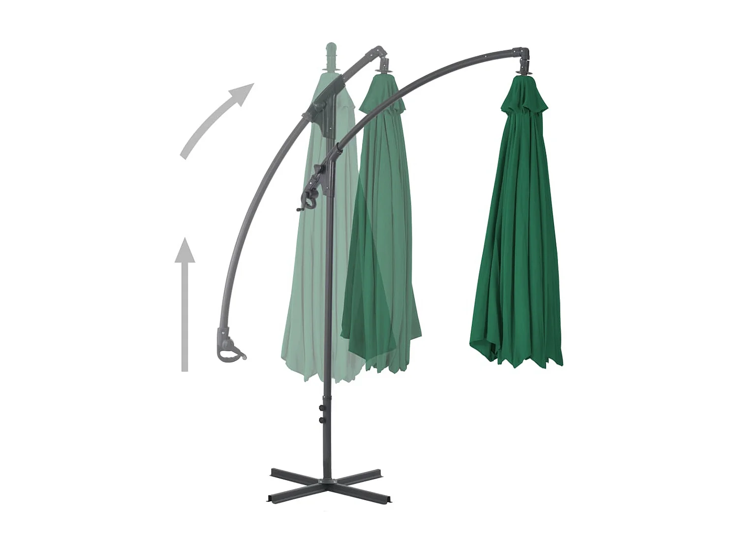 Sondre  Parasol de jardin en porte-à-faux avec mât en acier vert