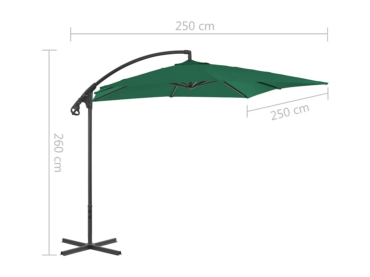 Sondre  Parasol de jardin en porte-à-faux avec mât en acier vert