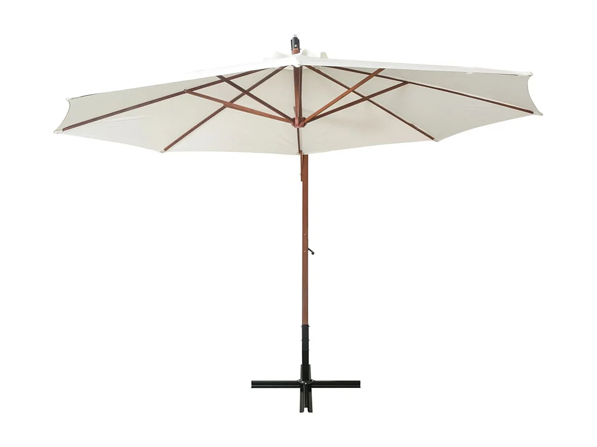 Gryndis  Parasol suspendu avec poteau en bois 350 cm blanc