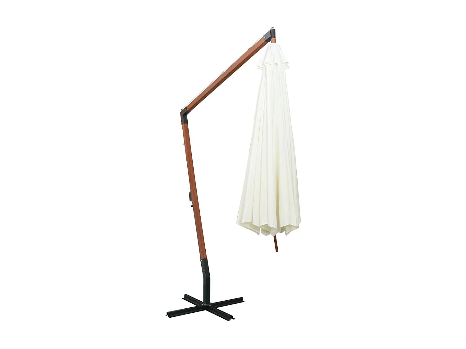 Gryndis  Parasol suspendu avec poteau en bois 350 cm blanc