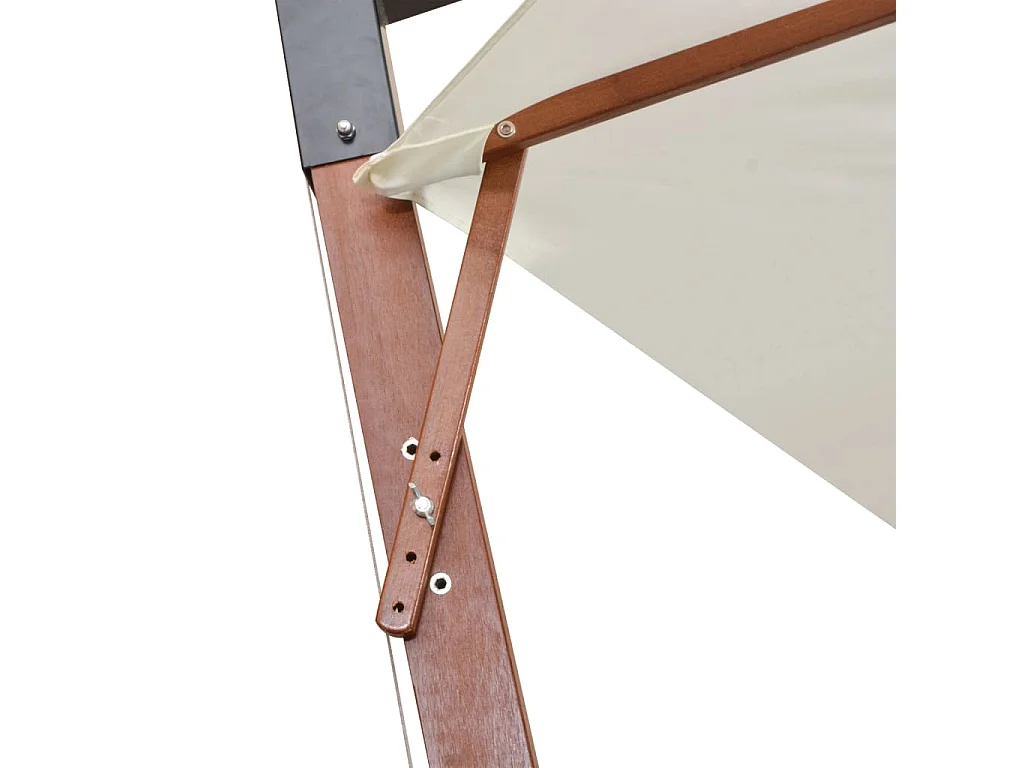 Gryndis  Parasol suspendu avec poteau en bois 350 cm blanc