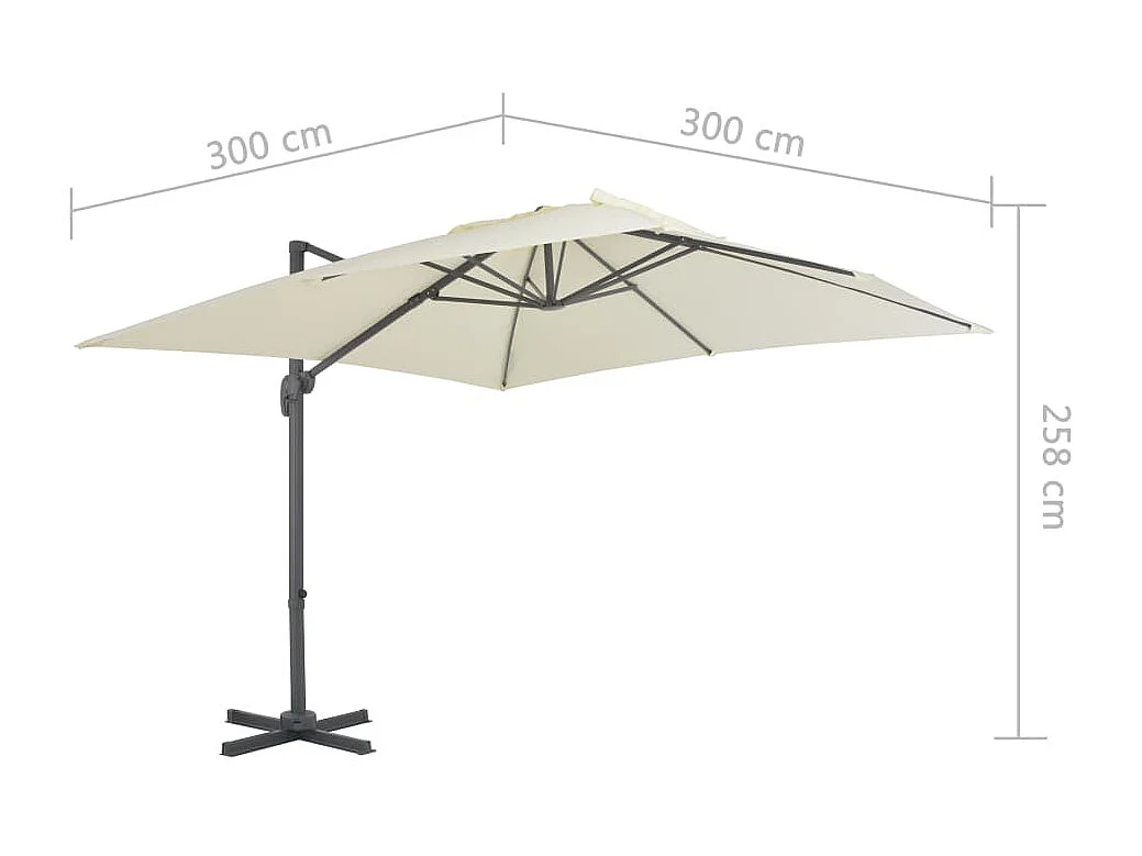Church Point  Zweefparasol met aluminium paal 300x300 cm zandkleurig