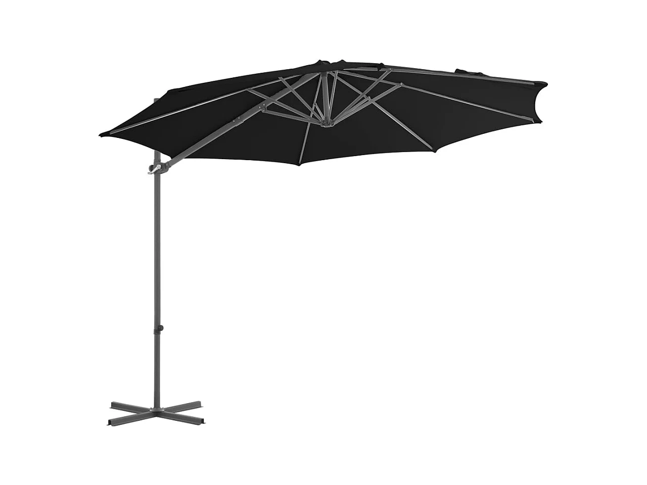 Forest Park  Parasol de jardin en porte-à-faux avec mât en acier noir 300 cm
