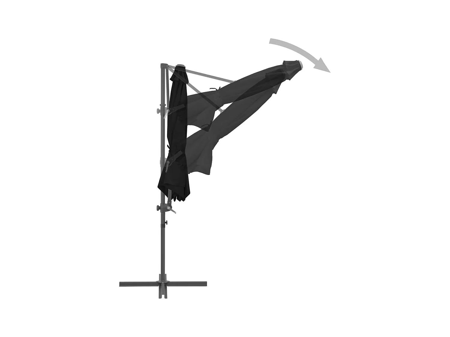 Forest Park  Parasol de jardin en porte-à-faux avec mât en acier noir 300 cm