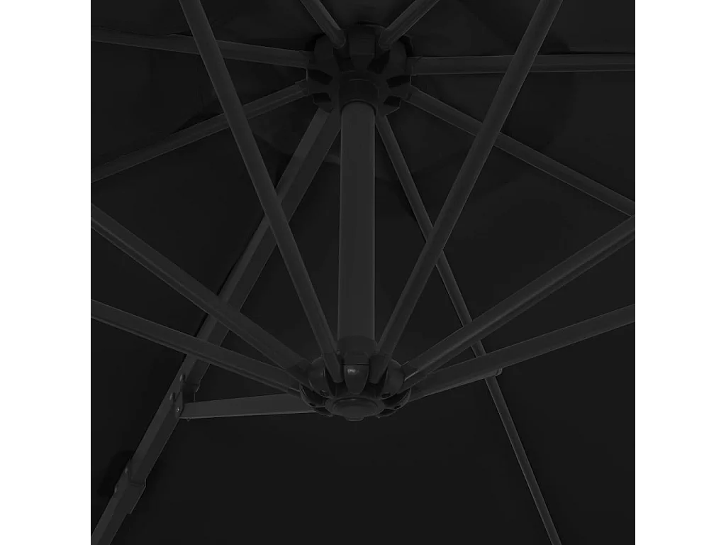 Forest Park  Parasol de jardin en porte-à-faux avec mât en acier noir 300 cm