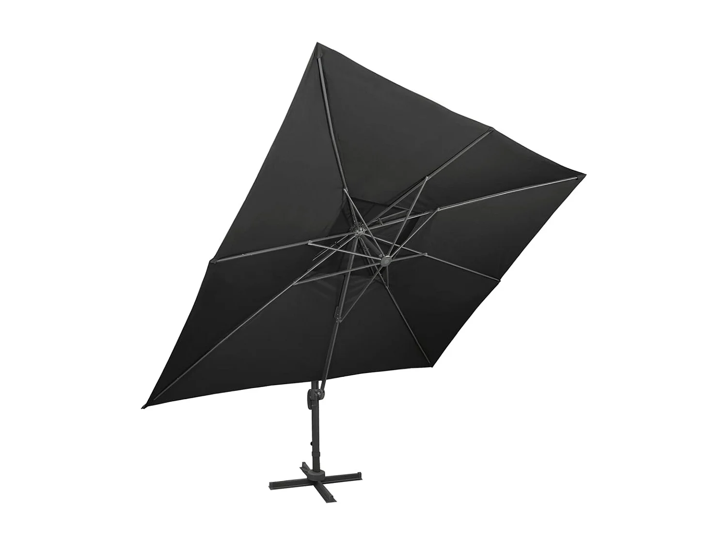 Zuienkerke  Zwevende parasol met dubbele bovenkant zwart 400x300 cm