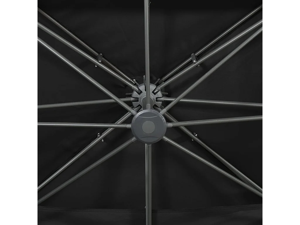 Zuienkerke  Zwevende parasol met dubbele bovenkant zwart 400x300 cm