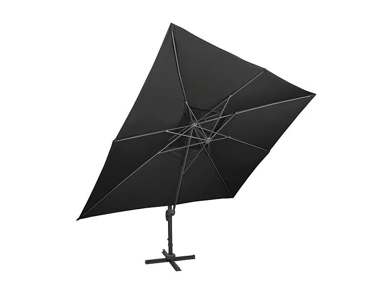 Zuienkerke  Zwevende parasol met dubbele bovenkant zwart 400x300 cm