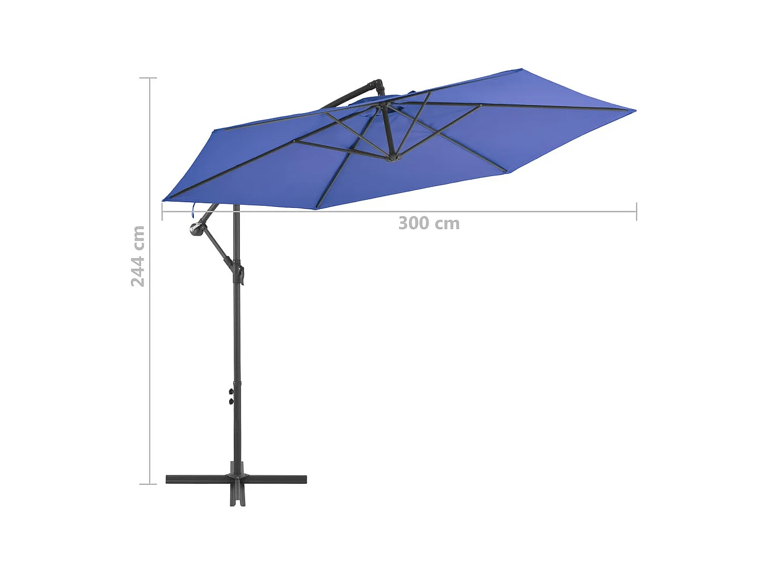 Kristine Marie  Zweefparasol met aluminium paal 300 cm blauw