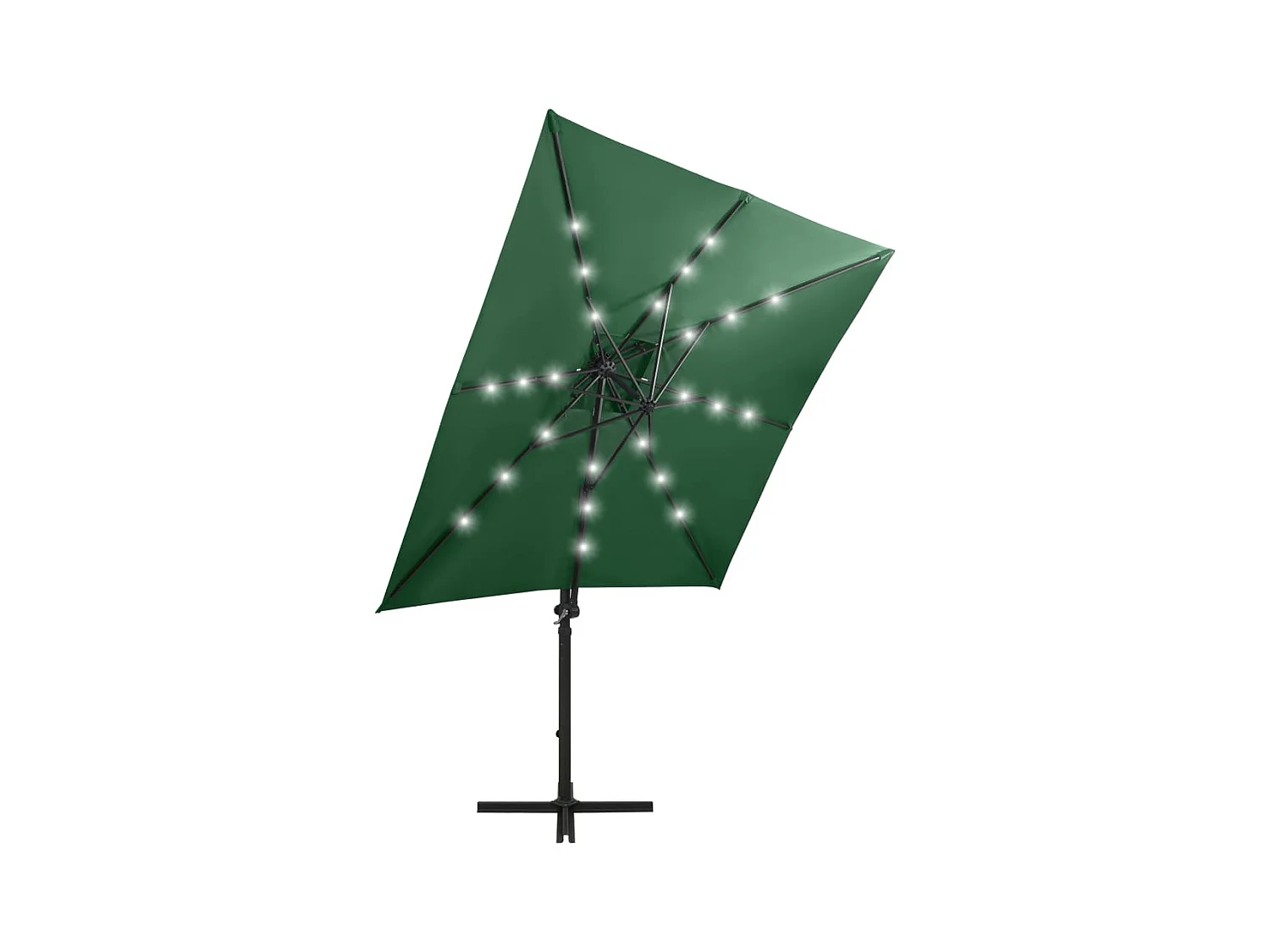 Remko  Zweefparasol met paal en LED-verlichting 250 cm groen