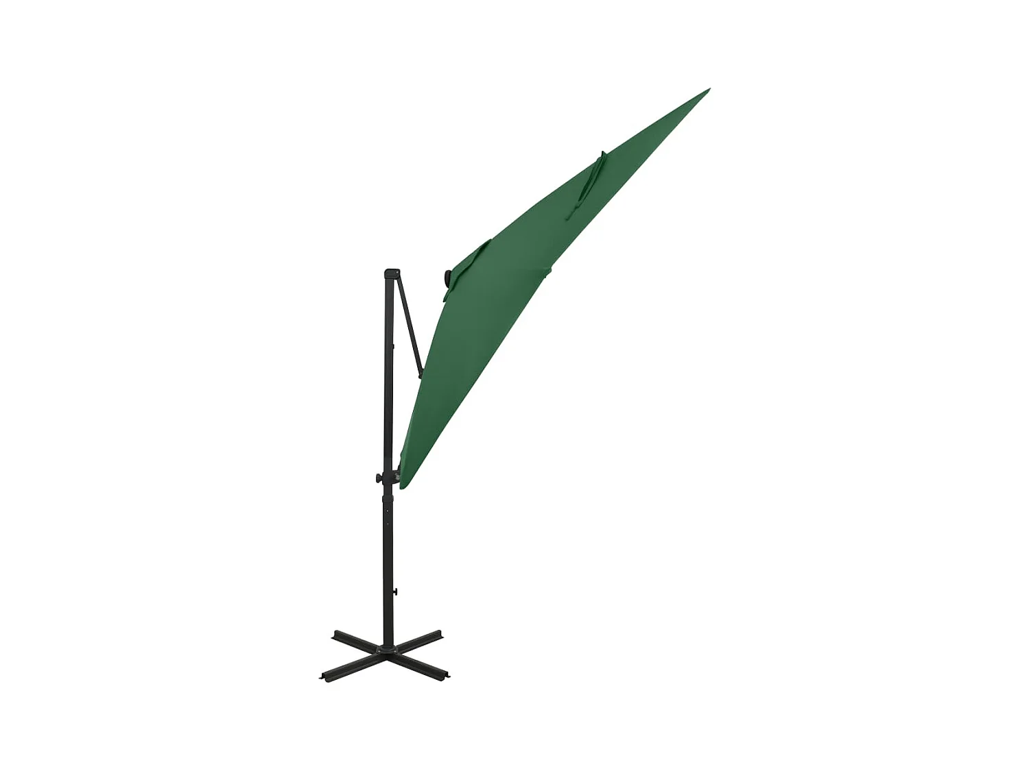 Remko  Parasol de jardin en porte-à-faux et mât et lumières LED vert