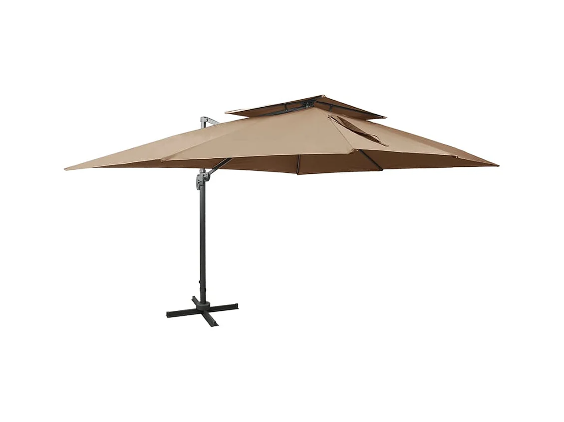 Zuienkerke  Parasol de jardin en porte-à-faux avec double toit taupe