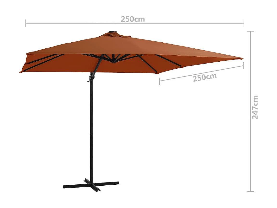 Xyral  Parasol de jardin en porte-à-faux avec lumières LED terre cuite