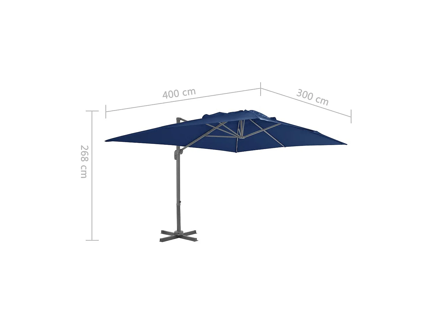 Church Point  Parasol de jardin en porte-à-faux et mât en aluminium bleu azur