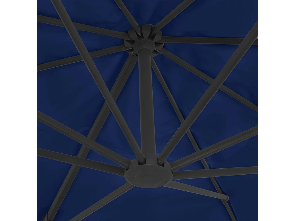 Church Point  Parasol de jardin en porte-à-faux et mât en aluminium bleu azur