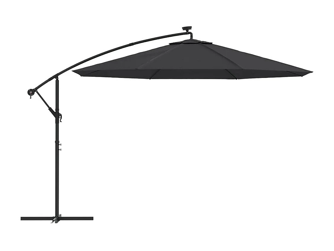Carrickboy  Parasol de jardin en porte-à-faux avec lumières LED noir 350 cm